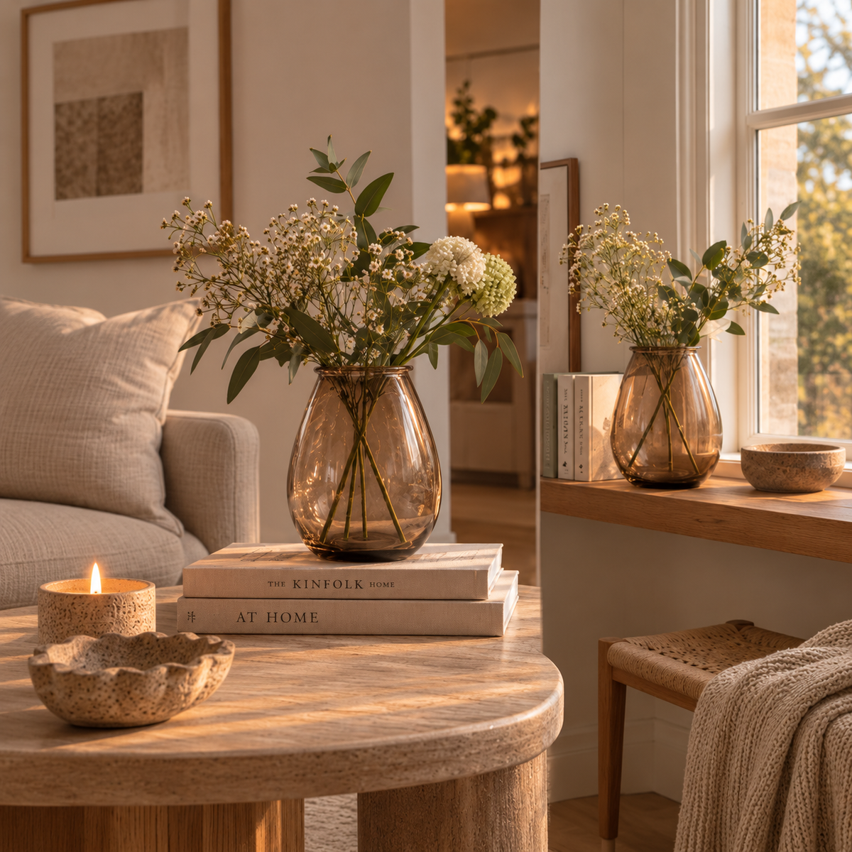 Nemi vase – beige genbrugsglas