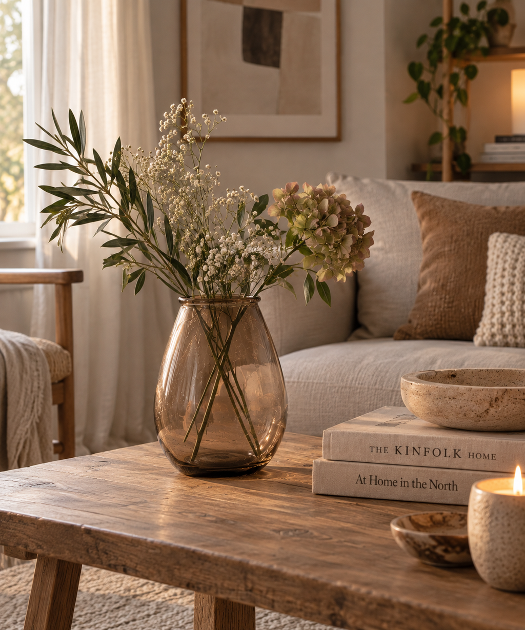 Nemi vase – beige genbrugsglas