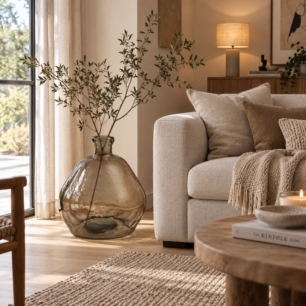 Aera vase – beige genbrugsglas