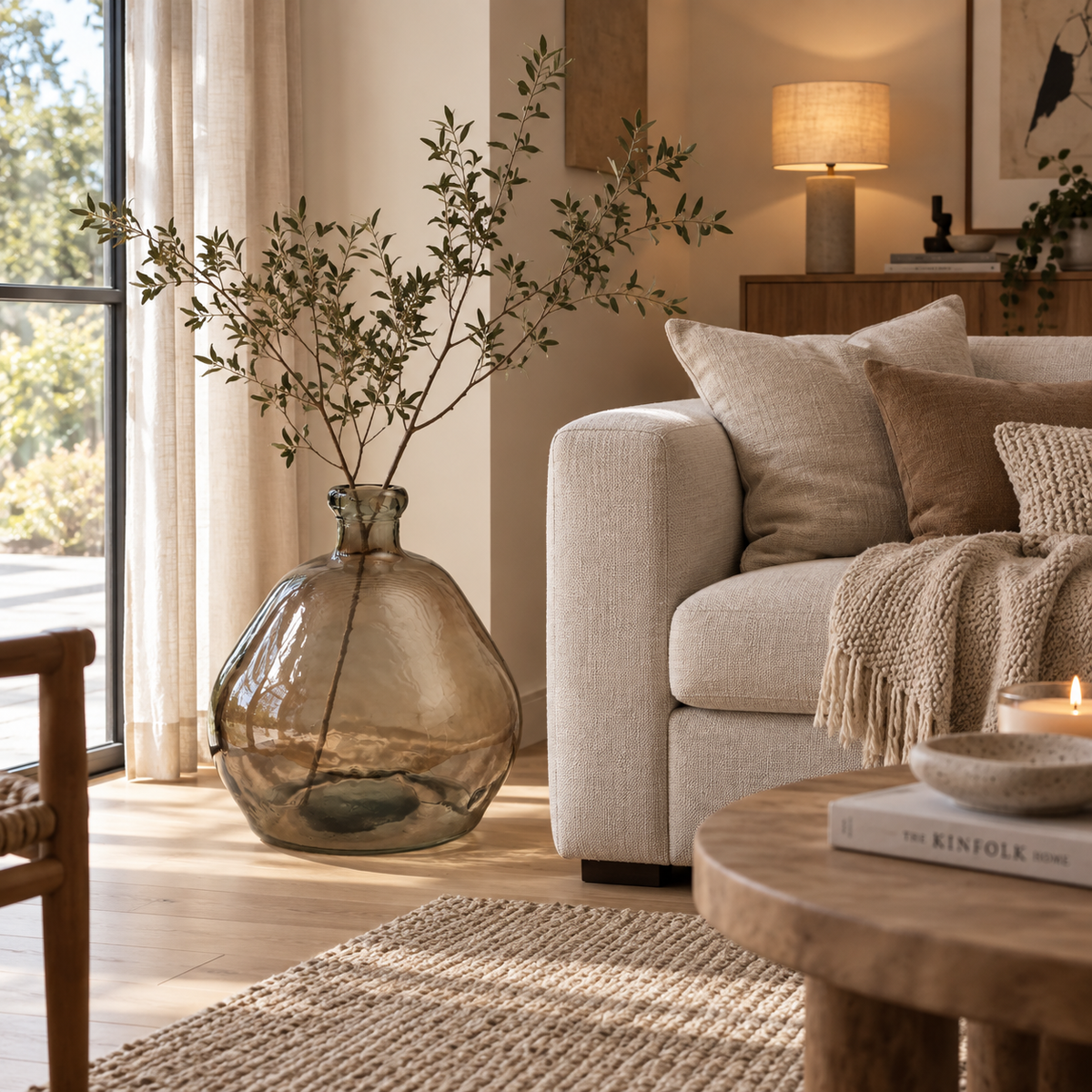Aera vase – beige genbrugsglas